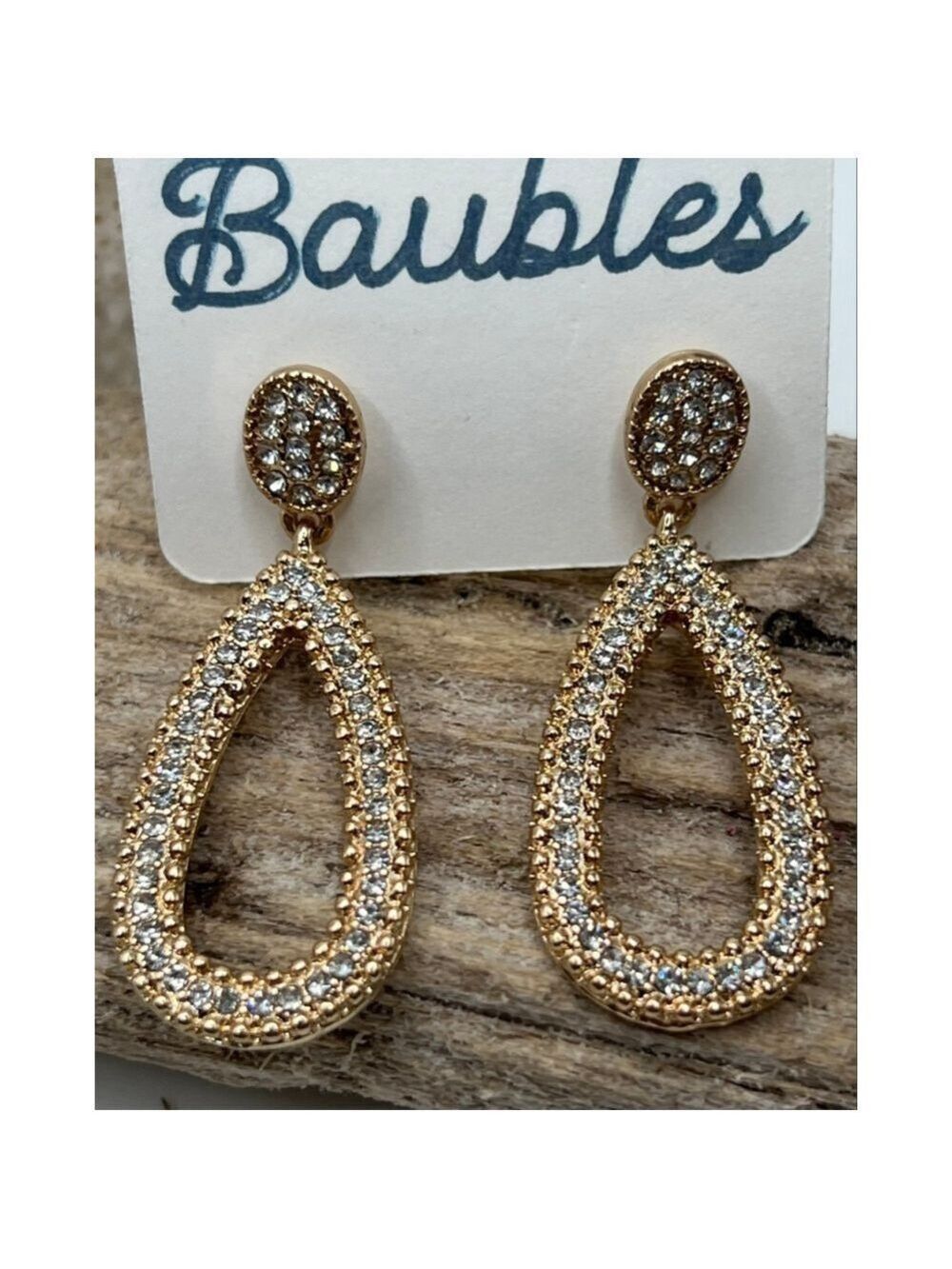 Baubles Gold Crystal Encrusted Tear Drop Dangle Earrings